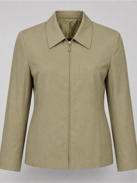Sag Harbor Jackets & Blazers - SAG HARBOR OLIVE GREEN ZIP-FRONT JACKET PADDED SHOULDERS WOMEN’S SIZE 14